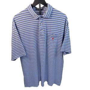 Polo Ralph Lauren Polo Shirt Men 2XLT Big & Tall Blue White Stripes Cotton